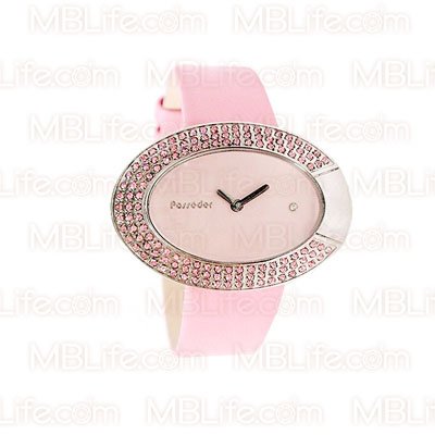 Baby Pink Babydoll Retro Crystal Genuine Leather Watch