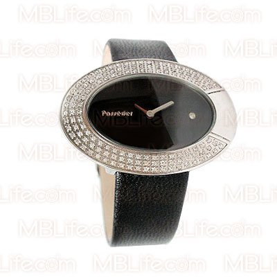 Vintage Style Retro Crystal Black Leather Lady Watch