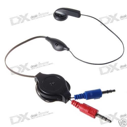 Retractable 3.5mm Earphone with Microphone for laptop