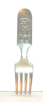 Clown, gentleman elephant on vintage silver baby fork