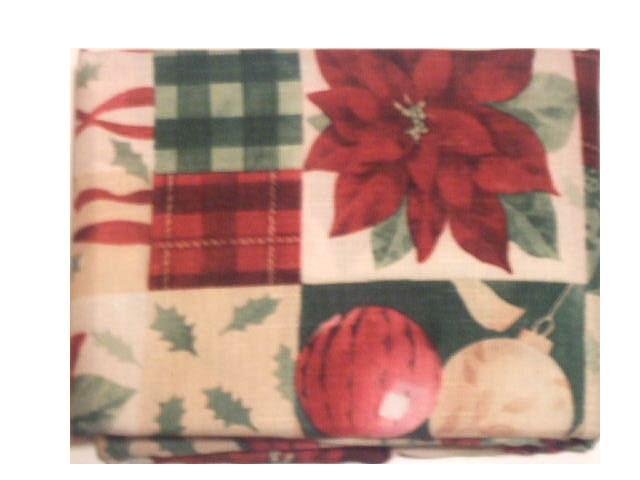 Red and Green Christmas Holiday Fabric Tablecloth