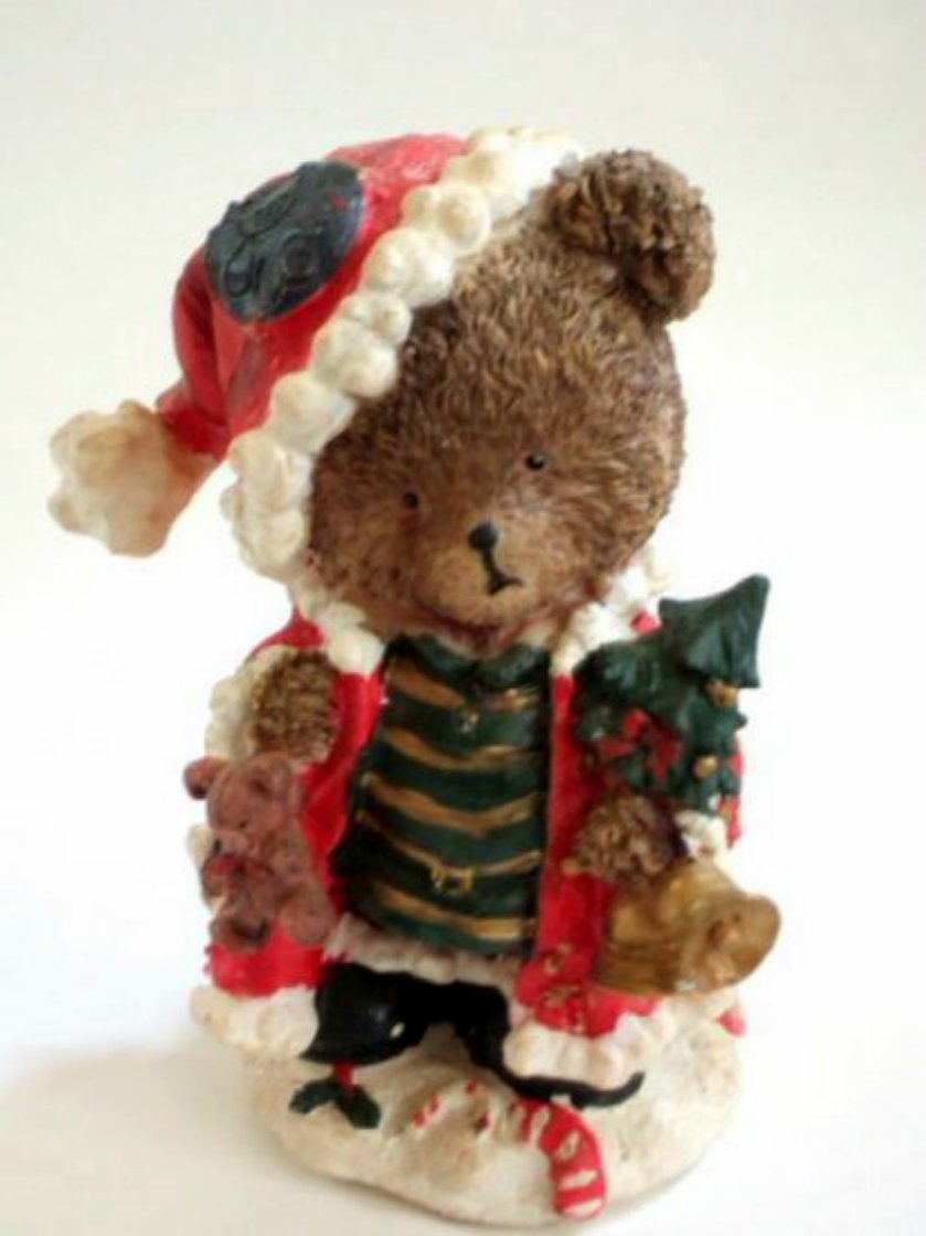 Christmas Teddy Bear Figurine with Tree Bells and Gifts