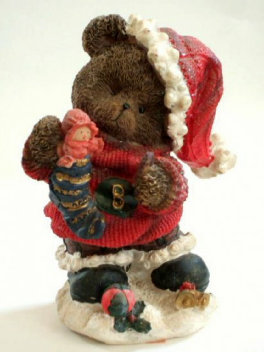 Christmas Teddy Bear Figurine with Doll