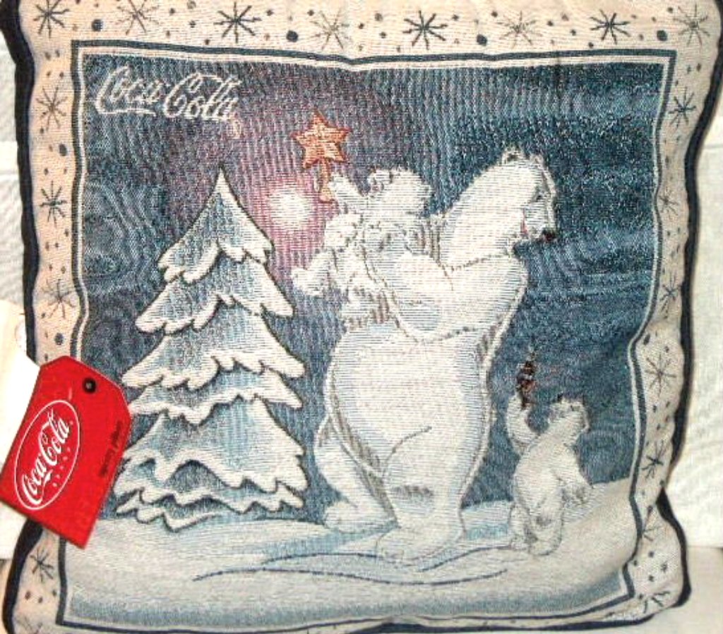 Christmas Pillow Coca Cola Bears Decorating Tree Holiday Decor