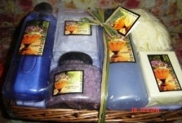 TUSCAN GARDENS ALOE VERA CAMOMILE 6 PC BATH SET WITH WOVEN BASKET