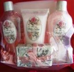 WILD ROSE 5 PC BATH SET WITH REUSABLE CONTAINER