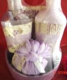 LAVENDER 6 PC BATH & NOTE SET IN CERAMIC BOWL