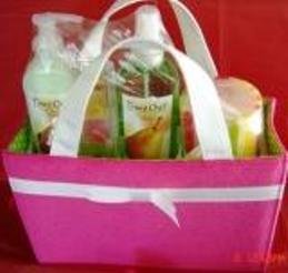 TIME OUT PERFECT PEAR 4 PC BATH SET WITH SHOPPER
