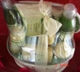 GREEN TEA & LEMON 9 PC SPA TREATMENT BATH SET W/ REUSABLE CASRRIER