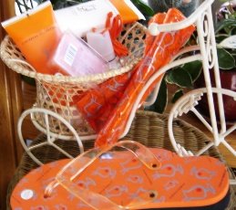TEQUILA SUNRISE 8 PC BATH SET W/ TRICYCLE PLANT PLANTER