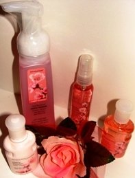 BATH & BODY WORKS CHERRY BLOSSOM 4 PC TRAVEL BATH & HAND ANTI-BAC SET