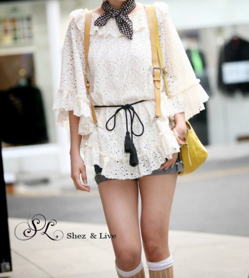 SH0013 - BAT SLEEVE LACE BLOUSE