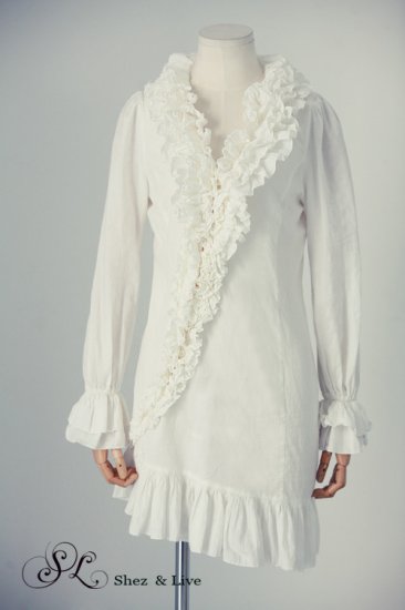 SH0030 - RUFFLES BODICE LONG SHIRT DRESS