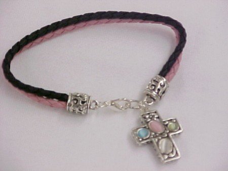 Cross Charm Bracelet With Stones