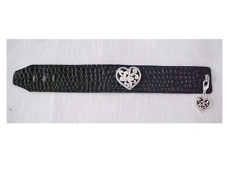 Black Slap Bracelet with Silver Heart