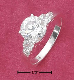 Cubic Zirconia 8mm Solitaire Ring with Princess Cut Sides