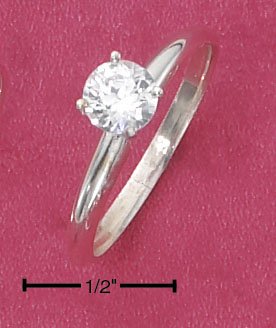 Cubic Zirconia Sterling Silver 5MM Round Solitaire