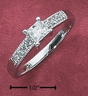 Sterling Silver Rhodium Plated Cubic Zirconia Solitaire
