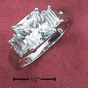 Sterling Silver Princess Cut Cubic Zirconia Diamond Ring