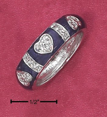 Sterling Silver Enamel and Diamond Band