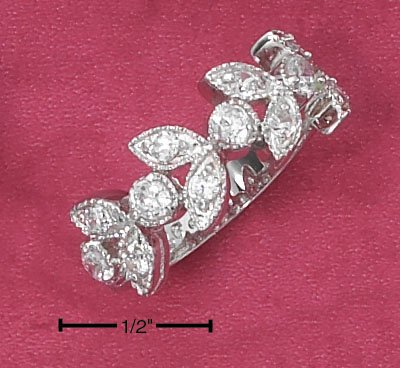 Sterling Silver Cubic Zirconia Leafy Ring