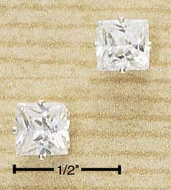 Cubic Zirconia Square Stone Post Earrings