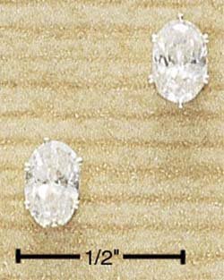 Cubic Zirconia Oval Post Earrings