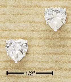 Cubic Zirconia 6mm Heart Shaped Post Earrings