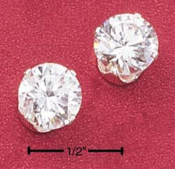 Cubic Zirconia 8mm Round Post Earrings