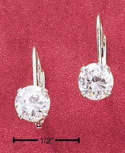 Cubic Zirconia 6mm Round Leverback Earrings