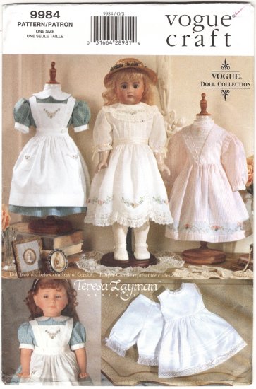 Doll Heirloom Style Dresses Pattern, 18â (45.5cm), NEW 9984