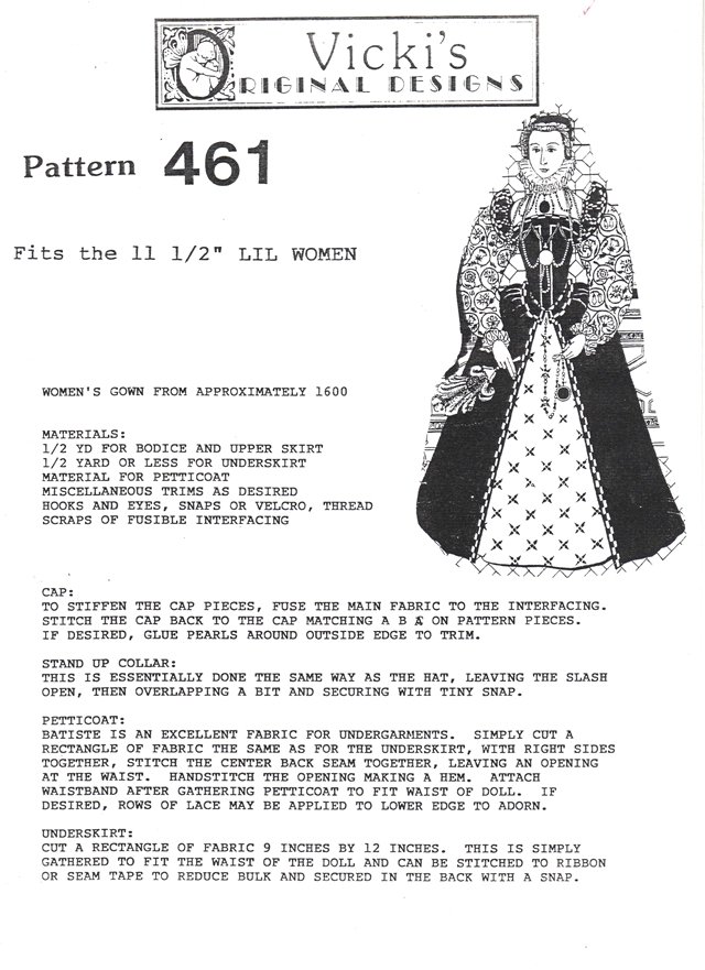 Barbie and Ken Historical Pattern Elizabethan Era 461 NEW