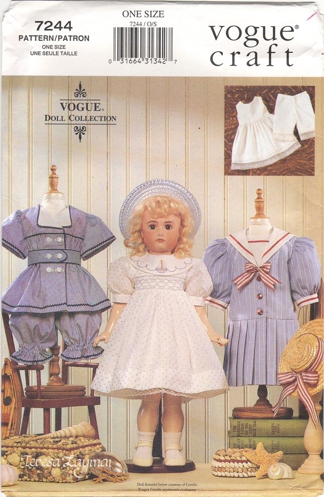 Heirloom Clothes Pattern for 18â (45.7cm) Dolls Vogue 7244 (709) NEW