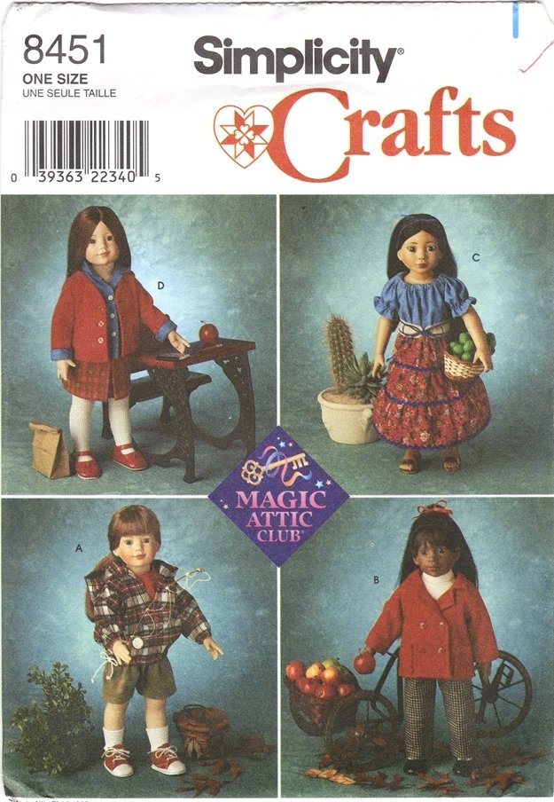 Magic Attic Doll Clothes Pattern 18â (45.7cm) Simplicity 8451