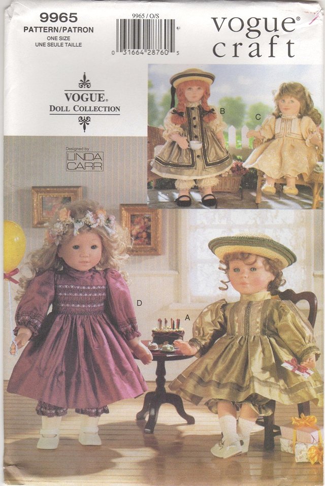 Heirloom Party Dress Pattern for 18â (45.7cm) Dolls Vogue 9965 (659) NEW