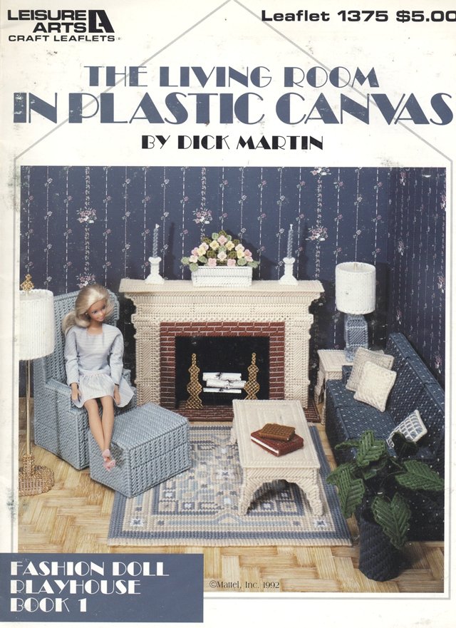 Barbie, Fashion Doll Modern Living Room, Plastic Canvas Pattern Book 1375