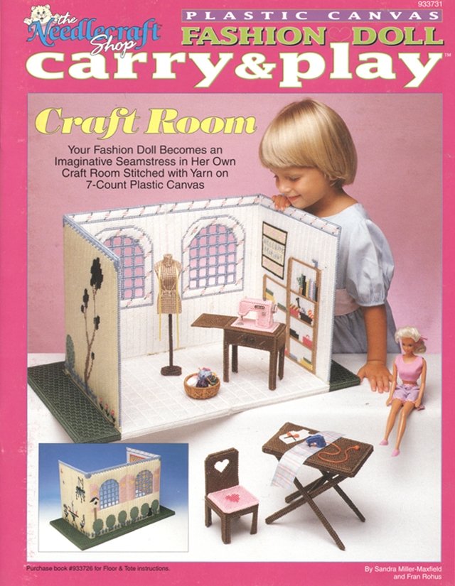 Barbie, Fashion Doll, Carry & Play Craft Room, Plastic Canvas Pattern Book 933731