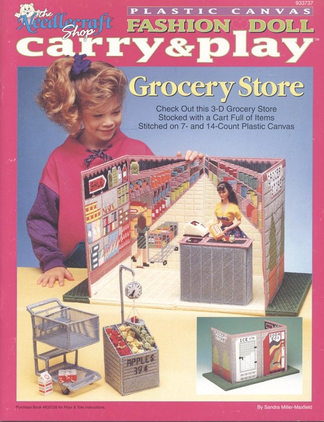 Barbie, Fashion Doll, Carry & Play Grocery Store, Plastic Canvas Pattern Book 933737