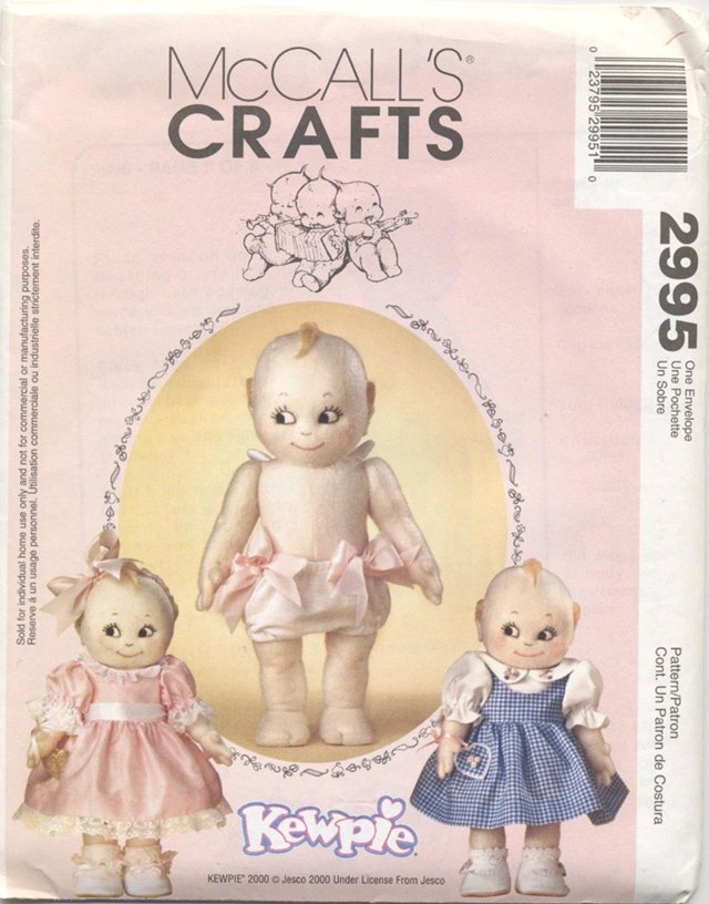 Kewpie Soft Doll and Clothes, 14â doll McCallâs Craft 2995 NEW