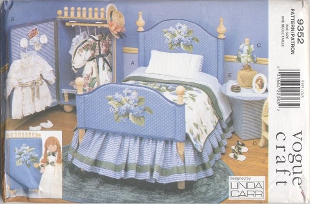 Bedroom Furniture and Accessories, 18â Doll, Vogue Craft 9352 NEW