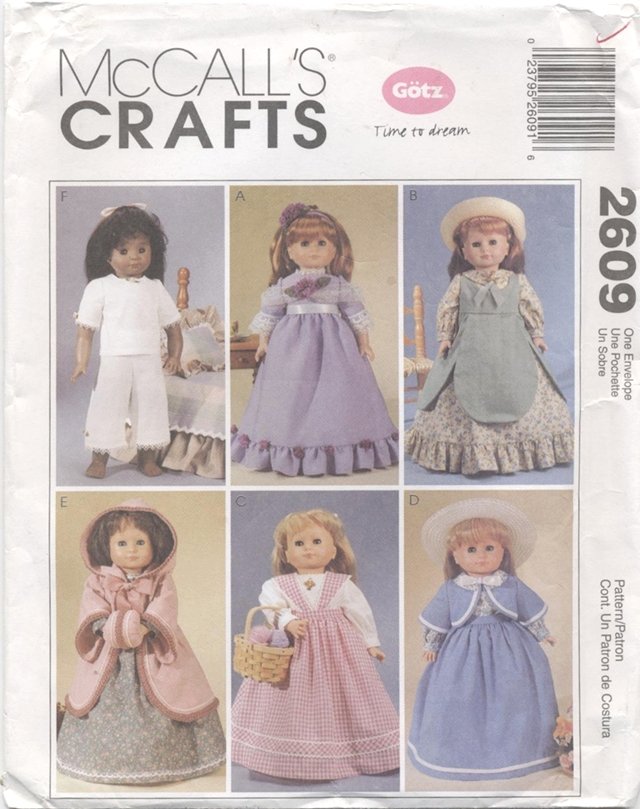Historical Clothes for Gotz, Magic Attic or American Girl 18â Doll, McCallâs Craft 2609 NEW