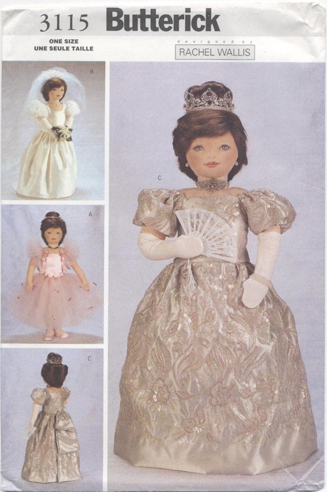 Princess, Ballerina Costumes for 23â (58.4 cm) Soft Dolls Butterick 3115 NEW