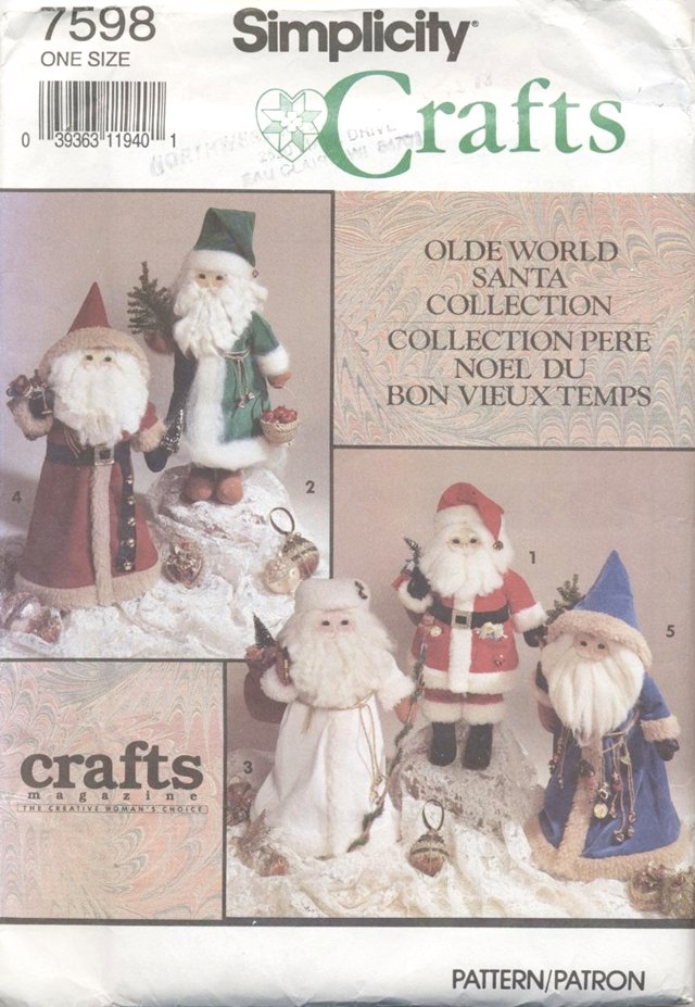 Olde World Santa Collection Doll Pattern for 18â (45.7cm) Dolls Simplicity Crafts 7598 NEW