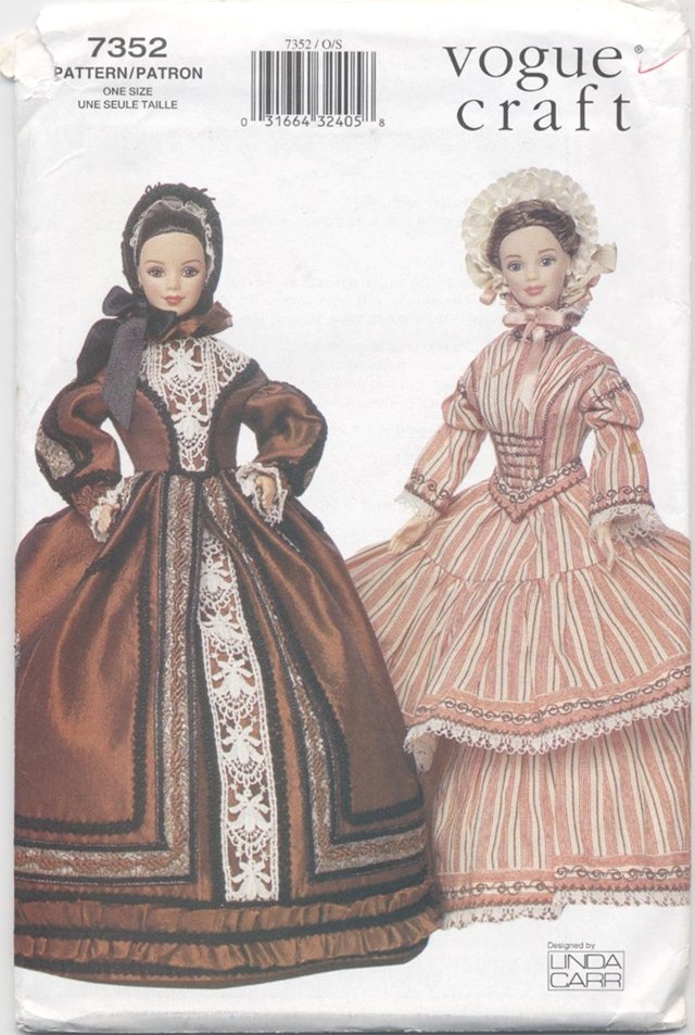 Barbie 11 ½â Fashion Doll Civil War Era Gowns Vogue Craft 7352 NEW