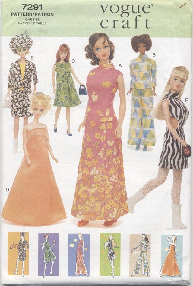 Barbie 11 ½â Fashion Doll Retro 60's Outfits Vogue Craft 7291 NEW