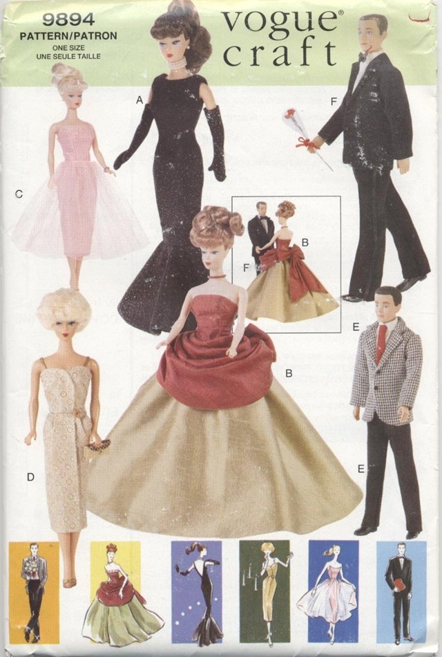 Barbie and Ken 11 ½â Fashion Doll Retro 60's Evening Gowns Vogue Craft 9894 NEW
