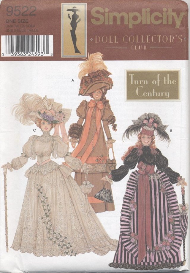 Barbie 11 ½â Fashion Doll 1900âs Historical Gowns Simplicity Doll Collection 9522 NEW