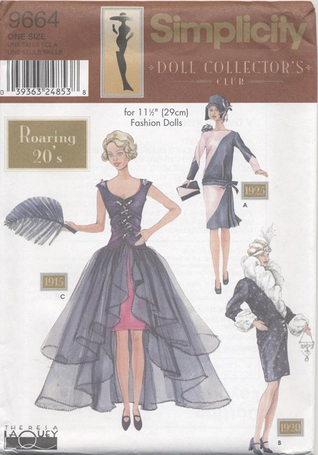 Barbie 11 ½â Fashion Doll 1920âs Historical Outfits Simplicity Doll Collection 9654 NEW