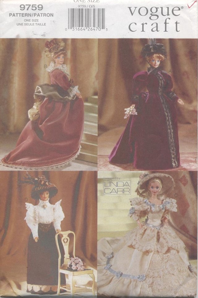 Barbie 11 ½â Fashion Doll 1800âs Gowns Vogue Craft 9759 NEW