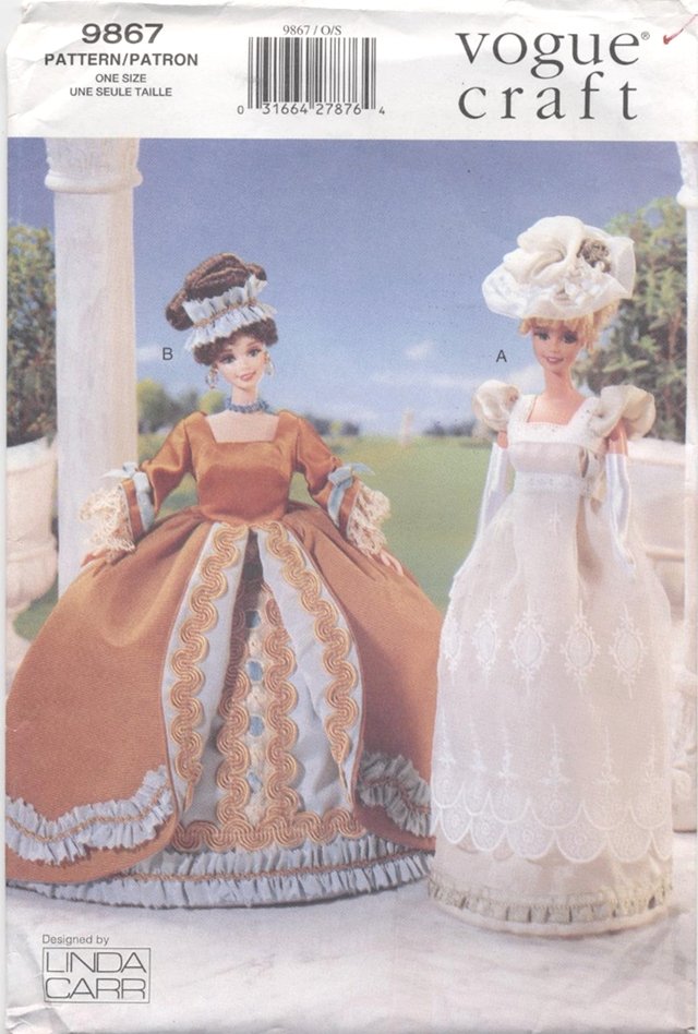 Barbie 11 ½â Fashion Doll 1700âs Gowns Vogue Craft 9867 NEW